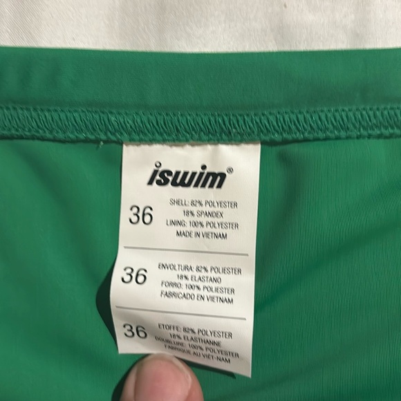 iSwim Essential Solid Brief Swimsuit - Green 36 - Picture 2 of 4
